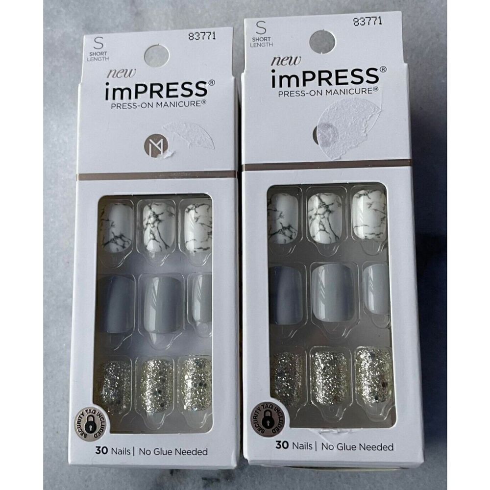 imPRESS Press On Manicure Short Length Nails IMO4M7 Knock Out Lot of 2